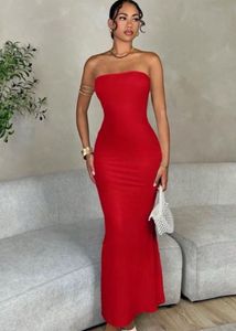 Stunning Red Strapless Midi Dress