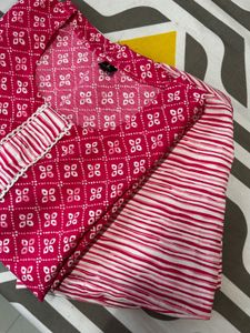 Pink Printed Cotton Suit Set