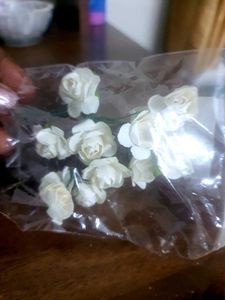 White Rose Floral Wire Embellishments