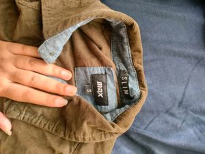 Men&#39;s Dark Olive Courdroy Casual Shirt