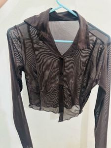 Sheer Brown Long Sleeve Top