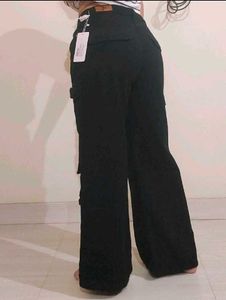 Black Wide High Cargo Jeans