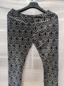 Black Printed Velvet Trousers