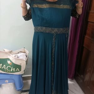 Beautiful Peacock Blue Drape Dress