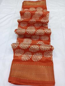 Orange Printed Saree