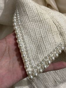 H&amp;M oversized pearl trim collared shirt/jacket