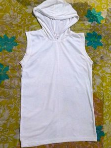 White Sleeveless Hoodie