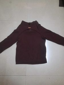 Stax Brown Ribbed Cutout Top