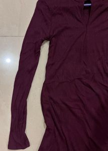 Burgundy Long Sleeve Dress