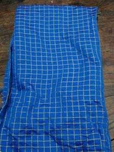Navy Blue Checked Saree