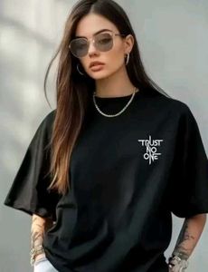 Stylish Black 'Trust No One' Oversized T-Shirt