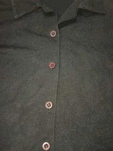 Black Long Sleeve Tie Detail Top