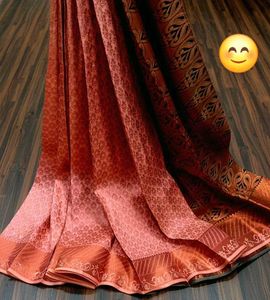 Elegant Peach Kanchipuram bridal Silk Saree