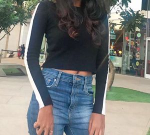 Stylish Black &amp; White Sleeve Top