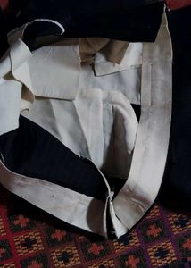 Double Breasted Mens Dark Navy Blue Striped Suit