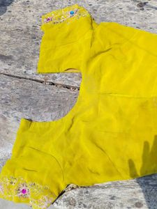 Beautiful Blouse Lemon Yellow Full Back Work