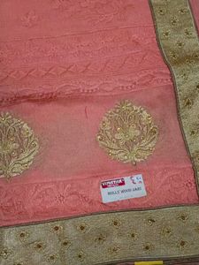 Soft Supernet Saree With Jari Thread Work N Stone