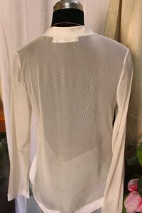 White Mesh Long Sleeve Top