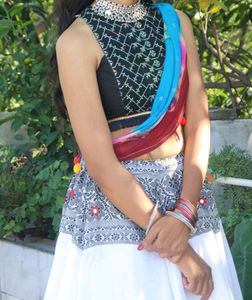 Black Embroidered Blouse For Saree Or Lahanga