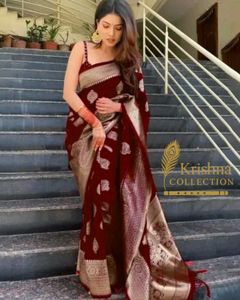 Elegant Maroon Banarasi Saree