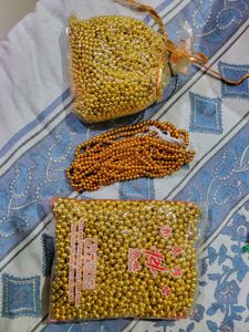 Golden Metallic Beads for Jewellery Making