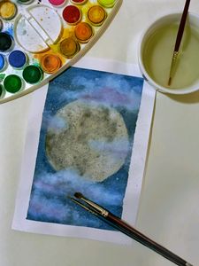 Dreamy Moon Watercolor Painting * 100 Rs For A5 Size *