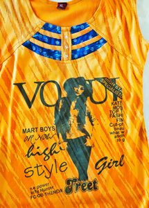 Yellow Graphic Print Sleeveless Top