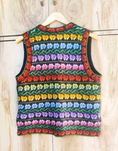 Vintage Floral Knit Vest size-38
