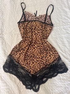 Vintage Leopard Print Lingerie Dress