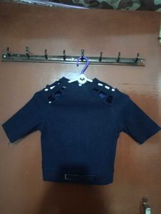 Dark Blue Party Crop Top