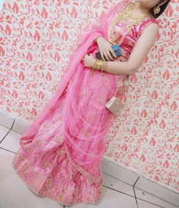 Pink Satin Lehenga