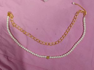 2 Layered Pearl &amp; Gold Plated Chain