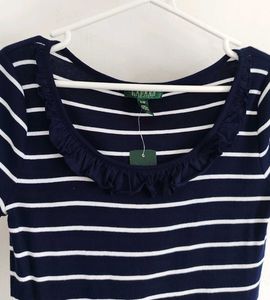 Ralph Lauren dark Navy Stripe Nautical Ruffle