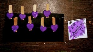 Purple Heart Wooden Clips + 4 Polaroids