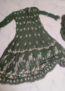 Green Embroidered Kurta Set