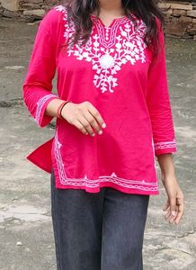 Pink Embroidered Kurta