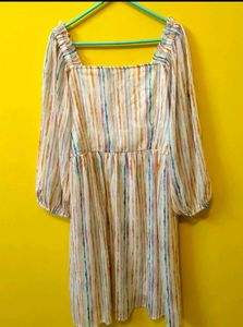 Striped Square Neck Dress