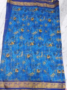Elegant Blue Floral Saree