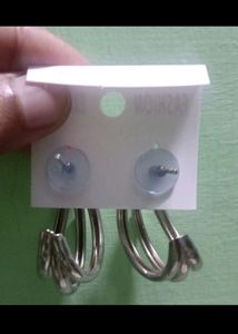 Marron Top And Silver Half Hoop Earrings