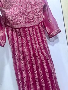 Lucknowi Chikankari Anarkali Gown