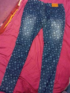 Floral Print Jeans