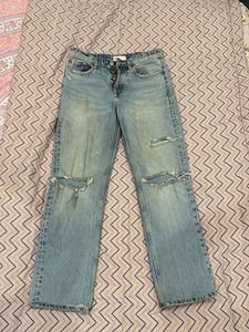 Zara Ripped Wide Leg Jeans