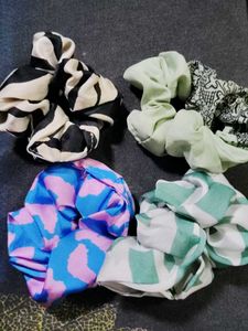 Patterned Scrunchie Set - 4 Pack