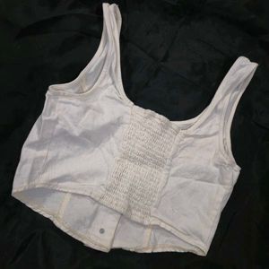White Button Crop Top corset