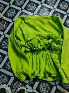Green Pleated Top