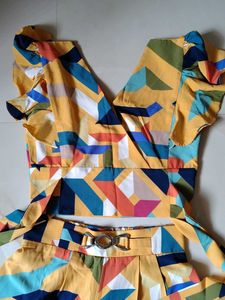 Geometric Print Wide Leg Pants