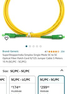 Optical Fiber Patch Cord /Jumper Cable 1.5 Meter