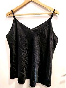 Beautiful Black Satin Top/ Slip