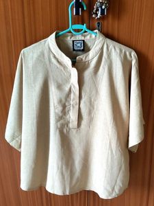 Virgio Linen Mandarin Collar Shirt Popover