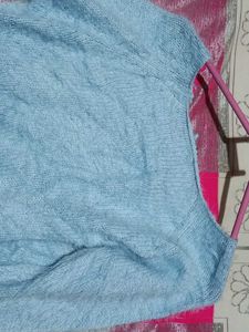 Fluffy Blue Knit Sweater